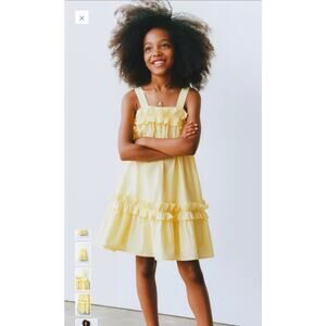 Zara Yellow Flounced Poplin Dress